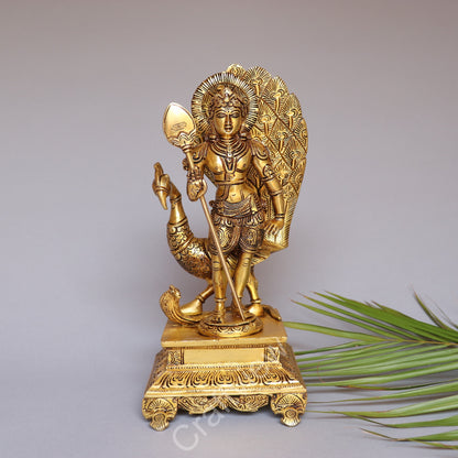 Brass Lord Murgan Kartikeya idol