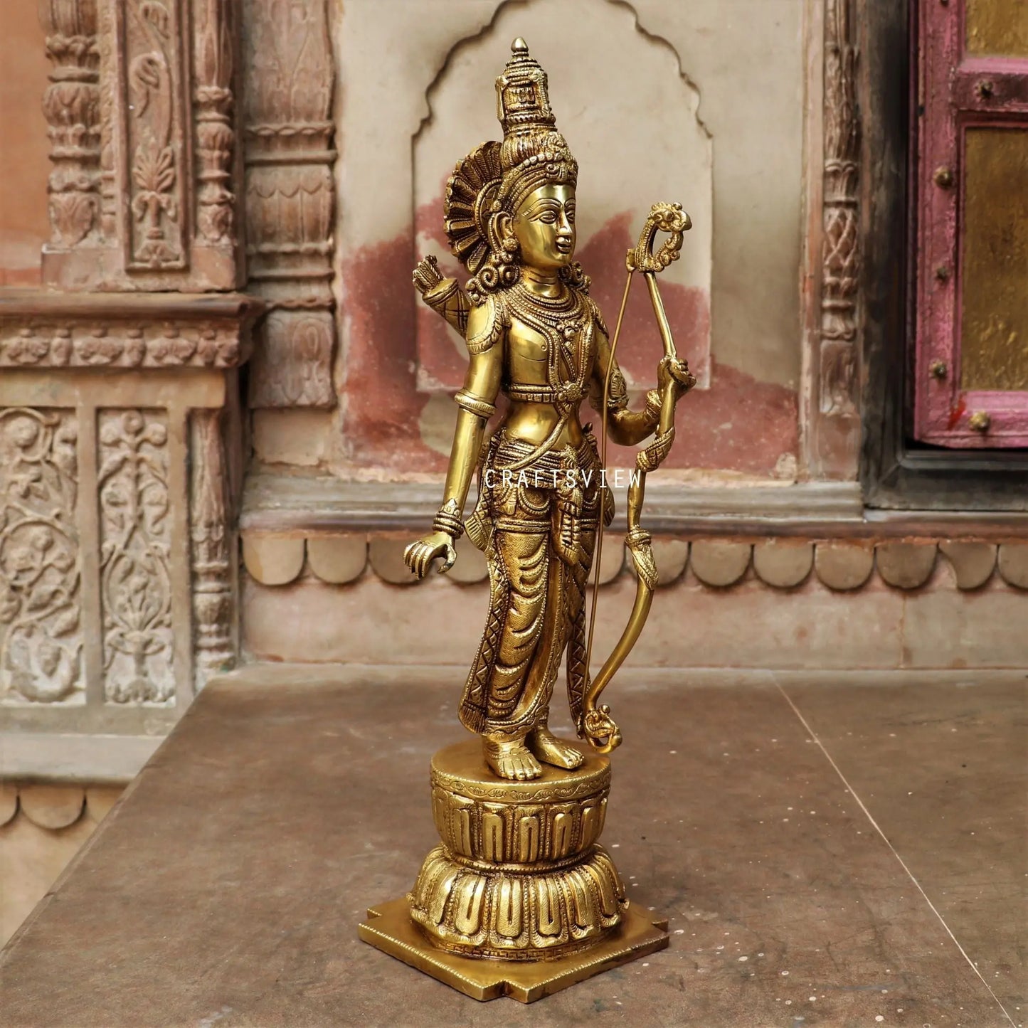 Brass Ramdarbar. Ram Sita Laxman & Hanuman Statues 23" craftsview