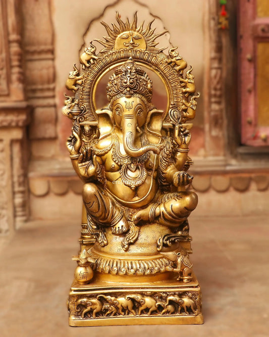 24" Brass Prabhavali Lord Ganesha Statue Craftsview