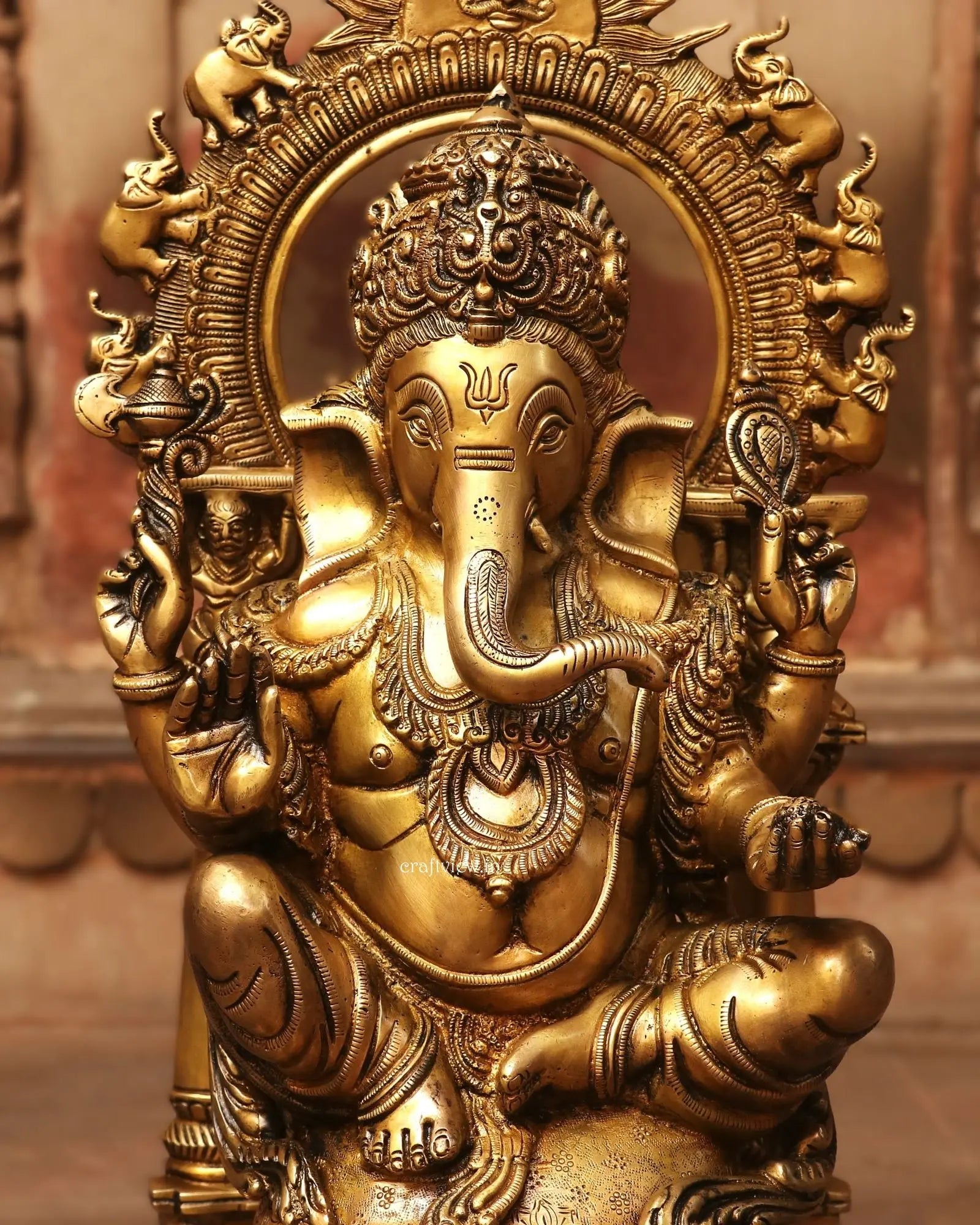 24" Brass Prabhavali Lord Ganesha Statue Craftsview