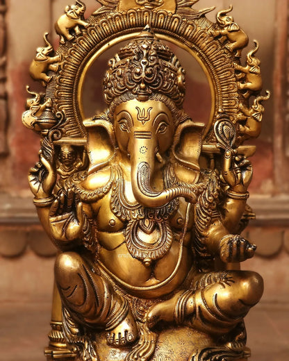 24" Brass Prabhavali Lord Ganesha Statue Craftsview