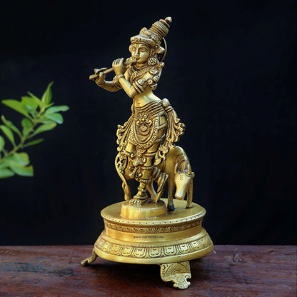 Brass Krishna Statue 11" craftsview