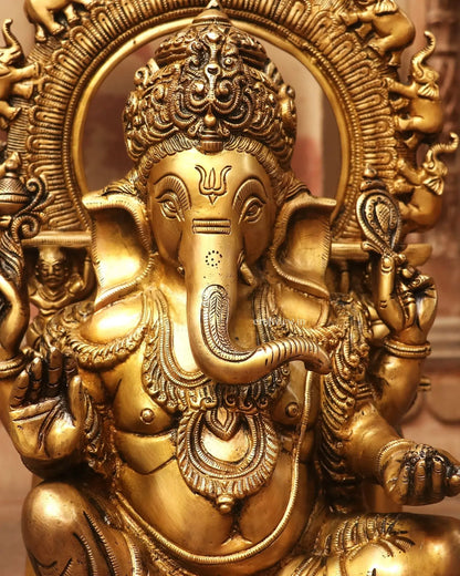 24" Brass Prabhavali Lord Ganesha Statue Craftsview