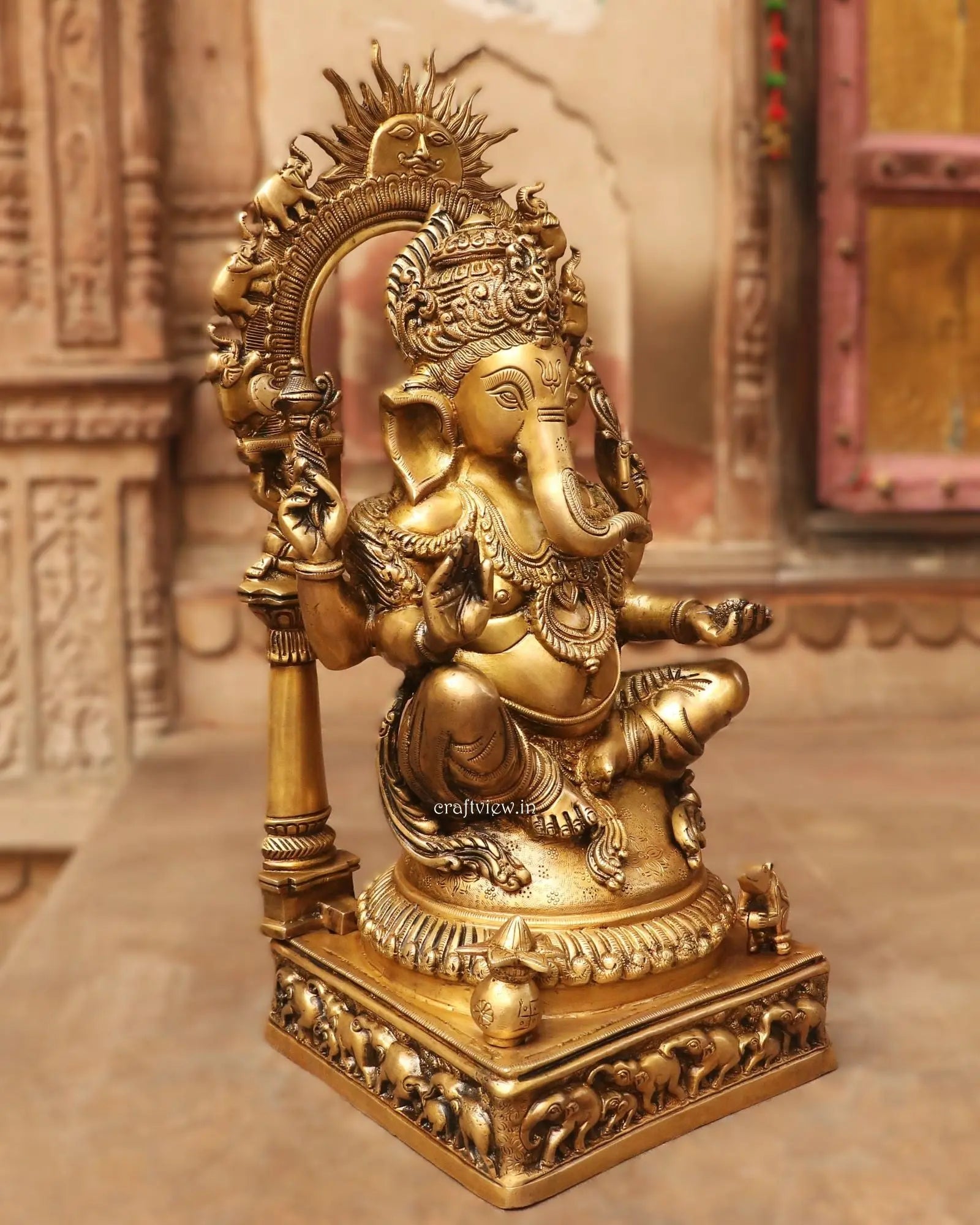 24" Brass Prabhavali Lord Ganesha Statue Craftsview