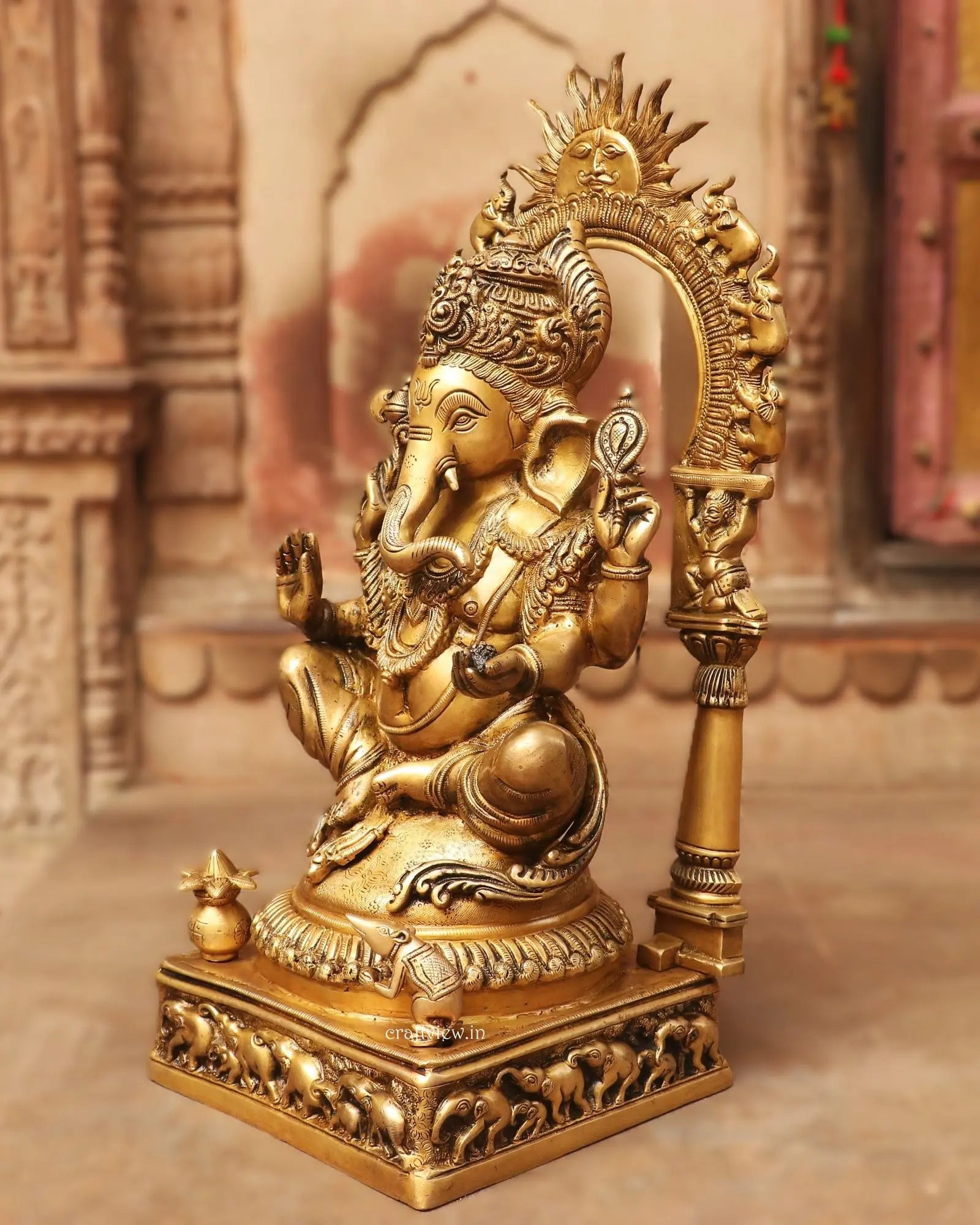 24" Brass Prabhavali Lord Ganesha Statue Craftsview