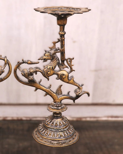 Brass Vyala Offering Candle Stand 13" Craftsview