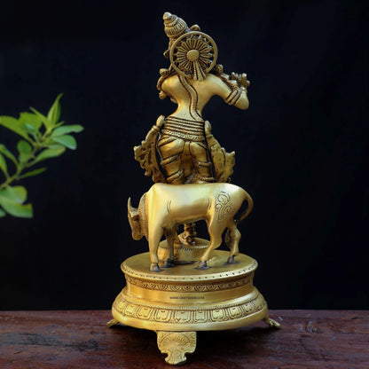 Brass Krishna Statue 11" craftsview