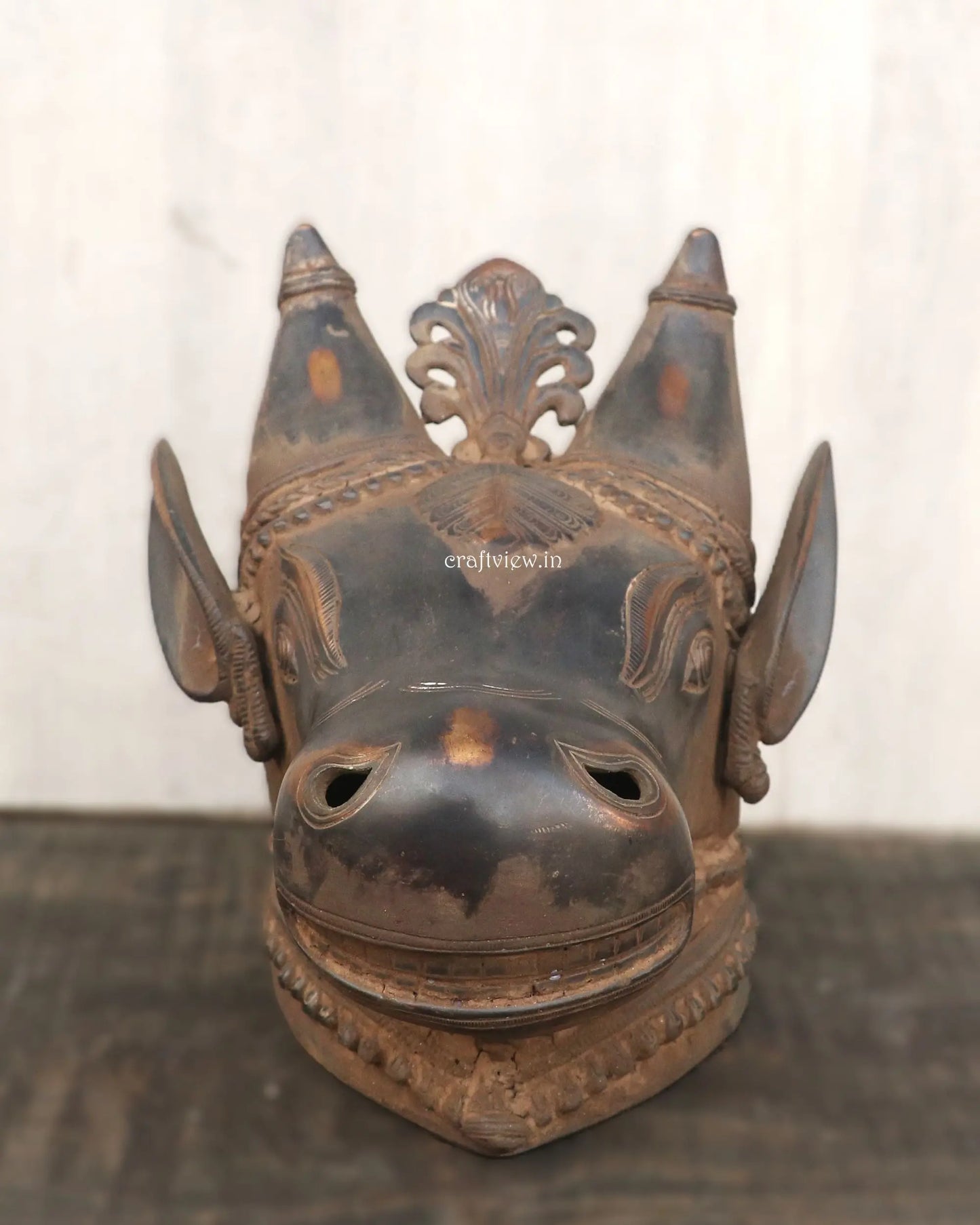 9" Brass Wall Hanging Nandi Head Figurine Craftsview