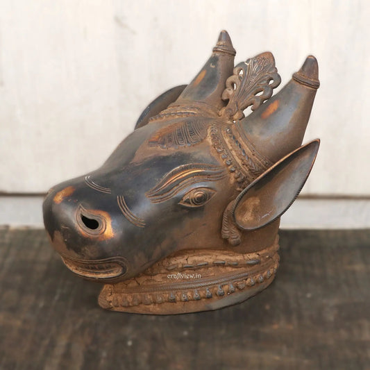 9" Brass Wall Hanging Nandi Head Figurine Craftsview