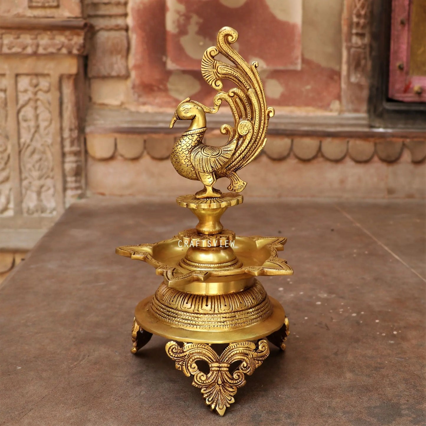 Brass Oil Lamp Décor Peacock Lamp craftsview