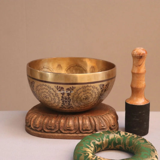 9.2" Green Tara Carving Singing Bowl Craftsview