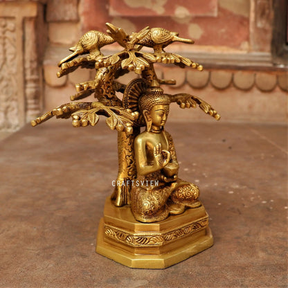 Brass Buddha With Bodhi Tree craftsview