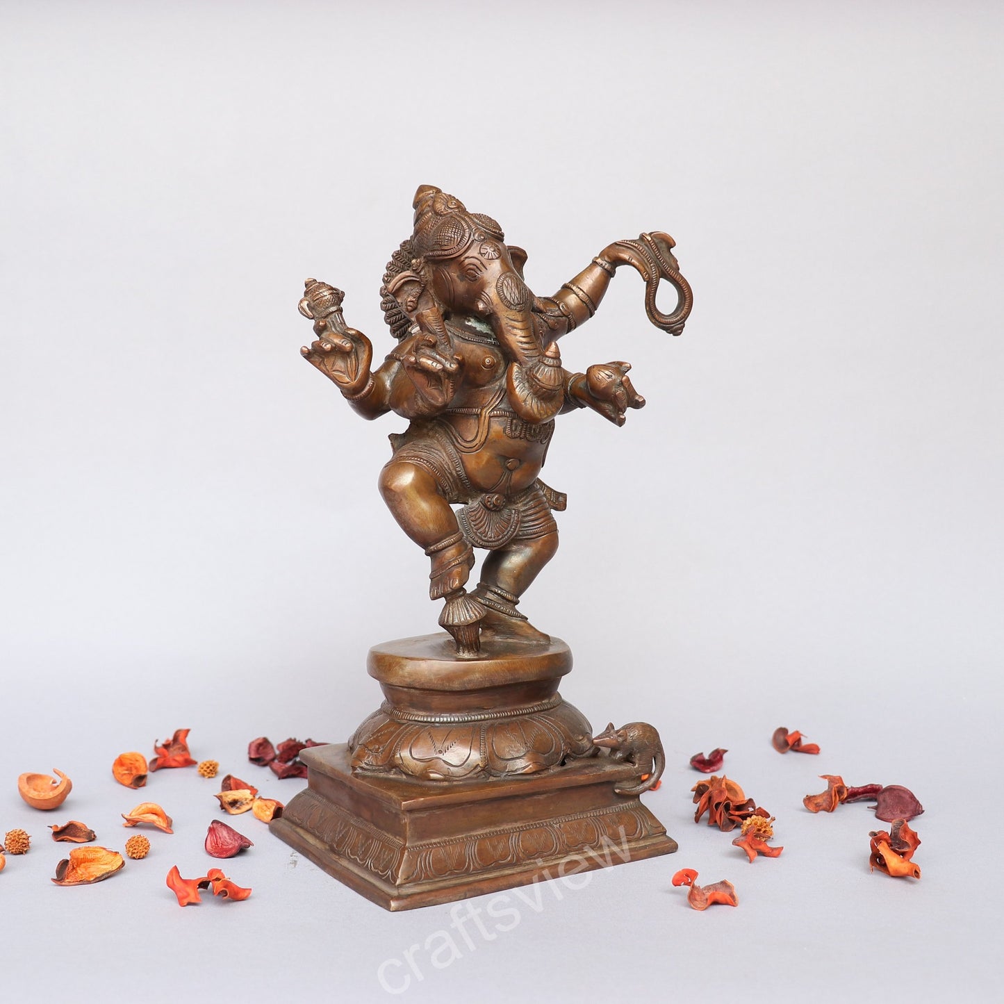 Brass Dancing Ganesh Idol