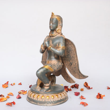 Brass Garuda Idol Sitting on Base