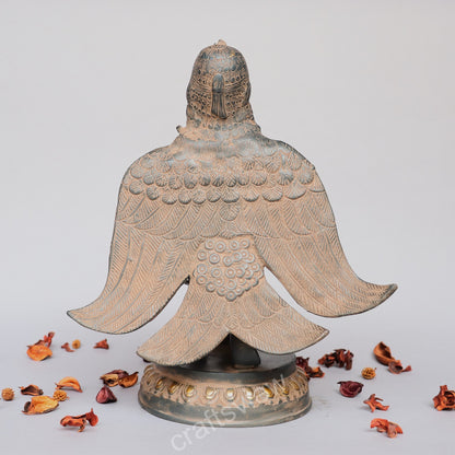 Brass Garuda Idol Sitting on Base