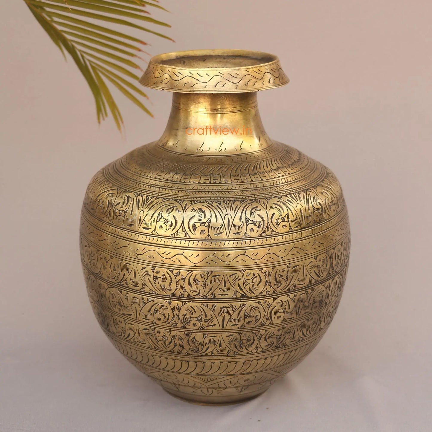 Brass Vintage Carved Vases Planter 13" craftsview