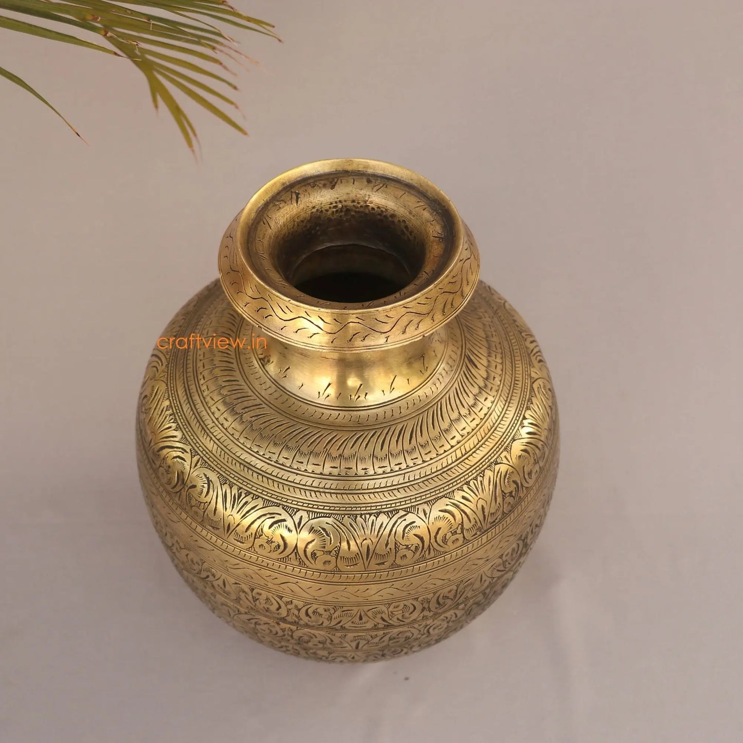 Brass Vintage Carved Vases Planter 13" craftsview