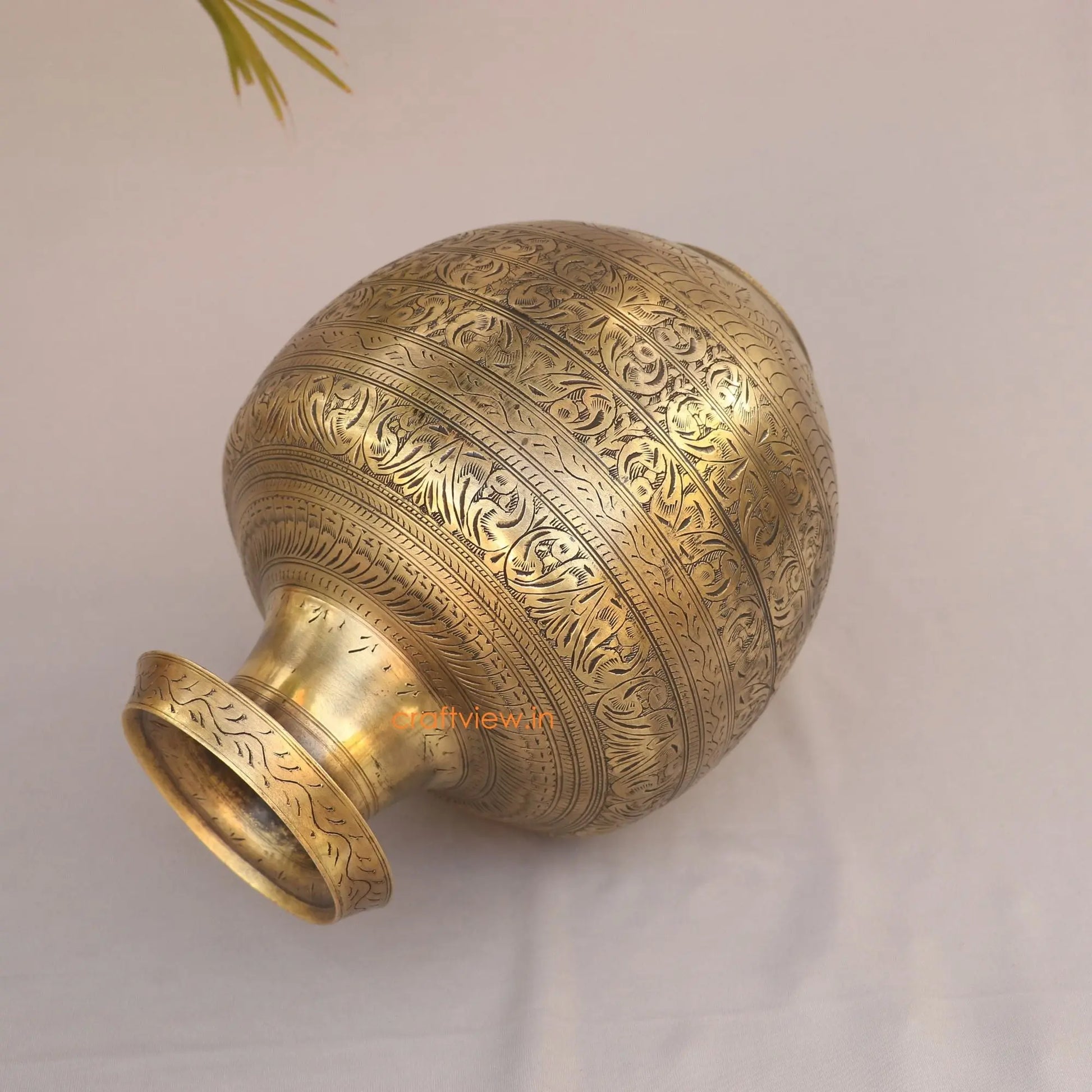 Brass Vintage Carved Vases Planter 13" craftsview