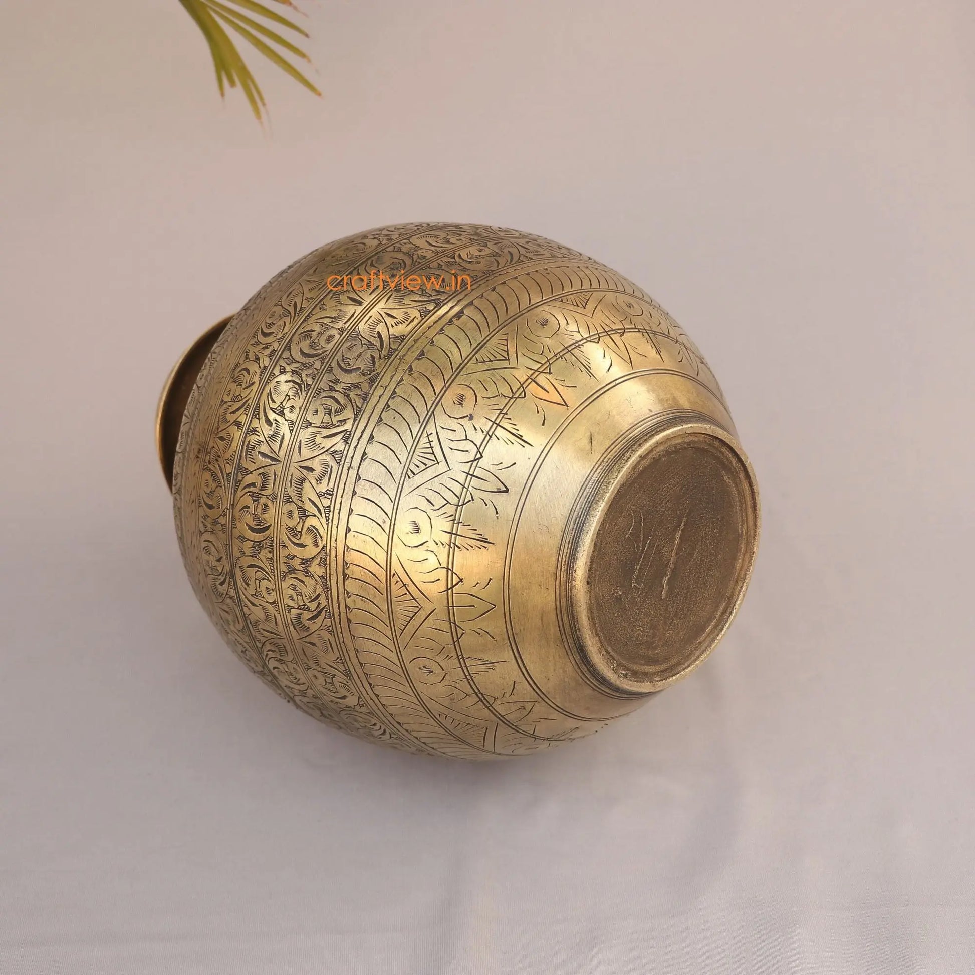 Brass Vintage Carved Vases Planter 13" craftsview