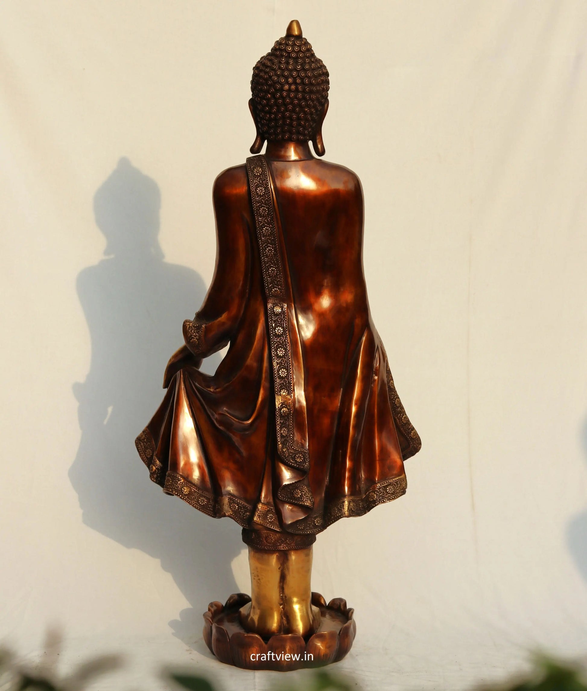 Brass standing Buddha Sculpture 42" craftsview