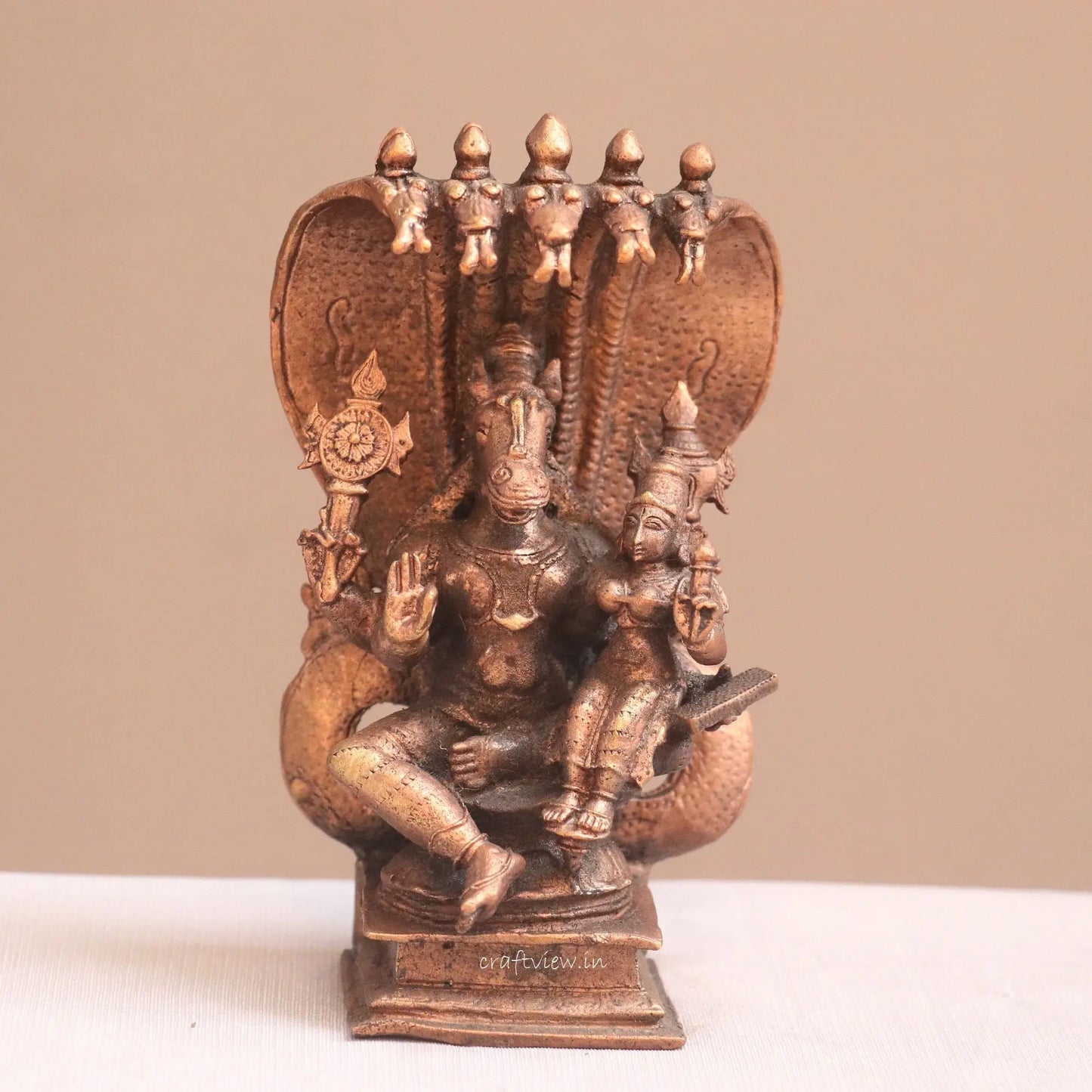 Pure Copper Hayagriva Lakshmi Idol | Fine Craft | 14 CM Craftsview