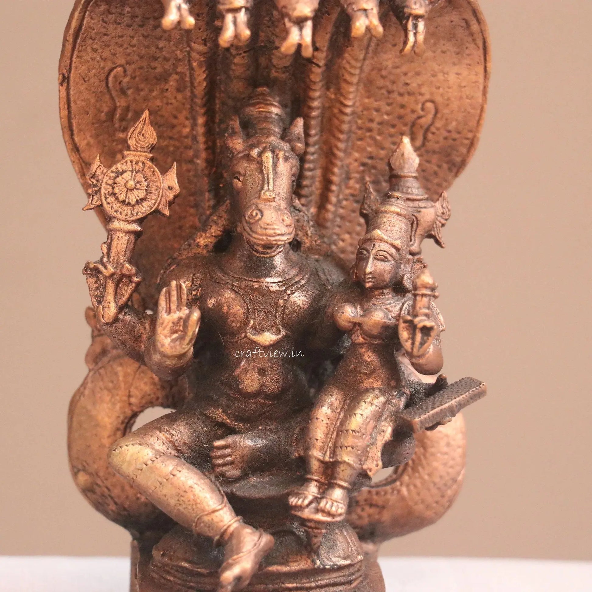 Pure Copper Hayagriva Lakshmi Idol | Fine Craft | 14 CM Craftsview