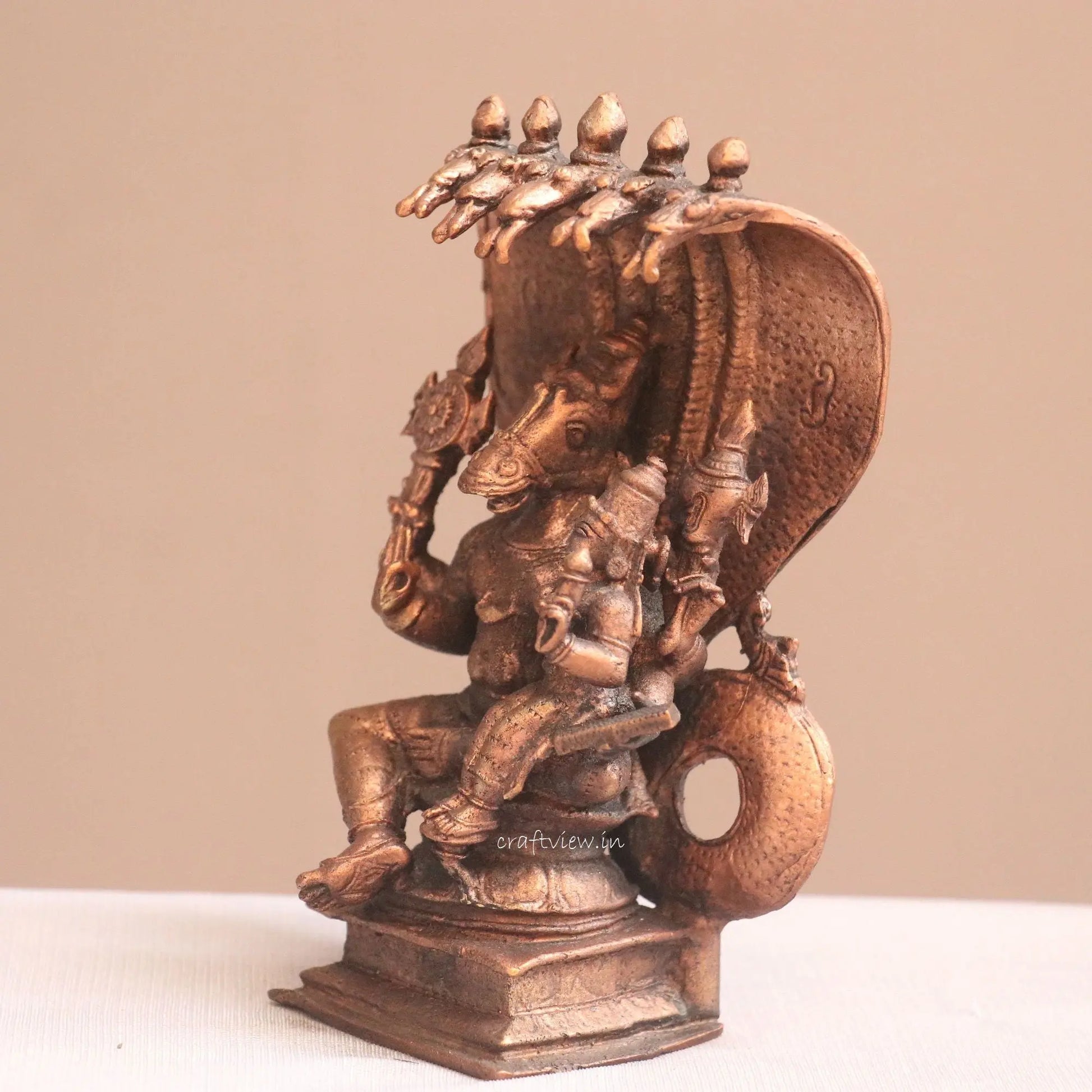 Pure Copper Hayagriva Lakshmi Idol | Fine Craft | 14 CM Craftsview