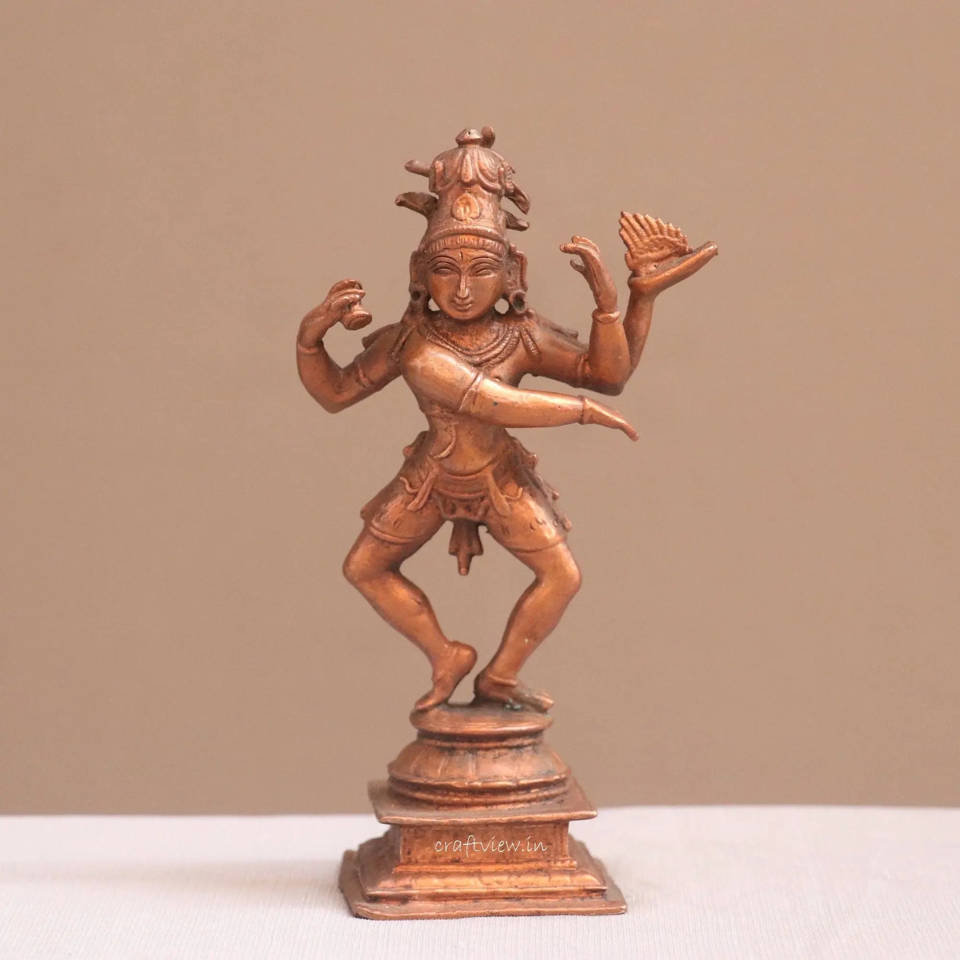 Pure Copper Natraj Lord Shiva Idol | Fine Craft | 15 CM Craftsview