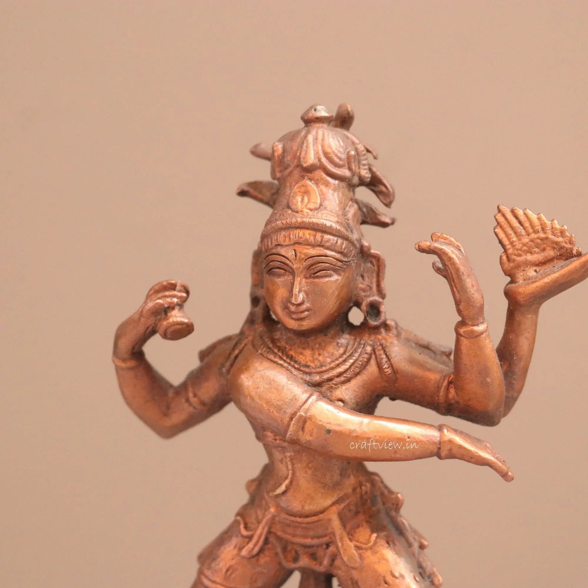 Pure Copper Natraj Lord Shiva Idol | Fine Craft | 15 CM Craftsview