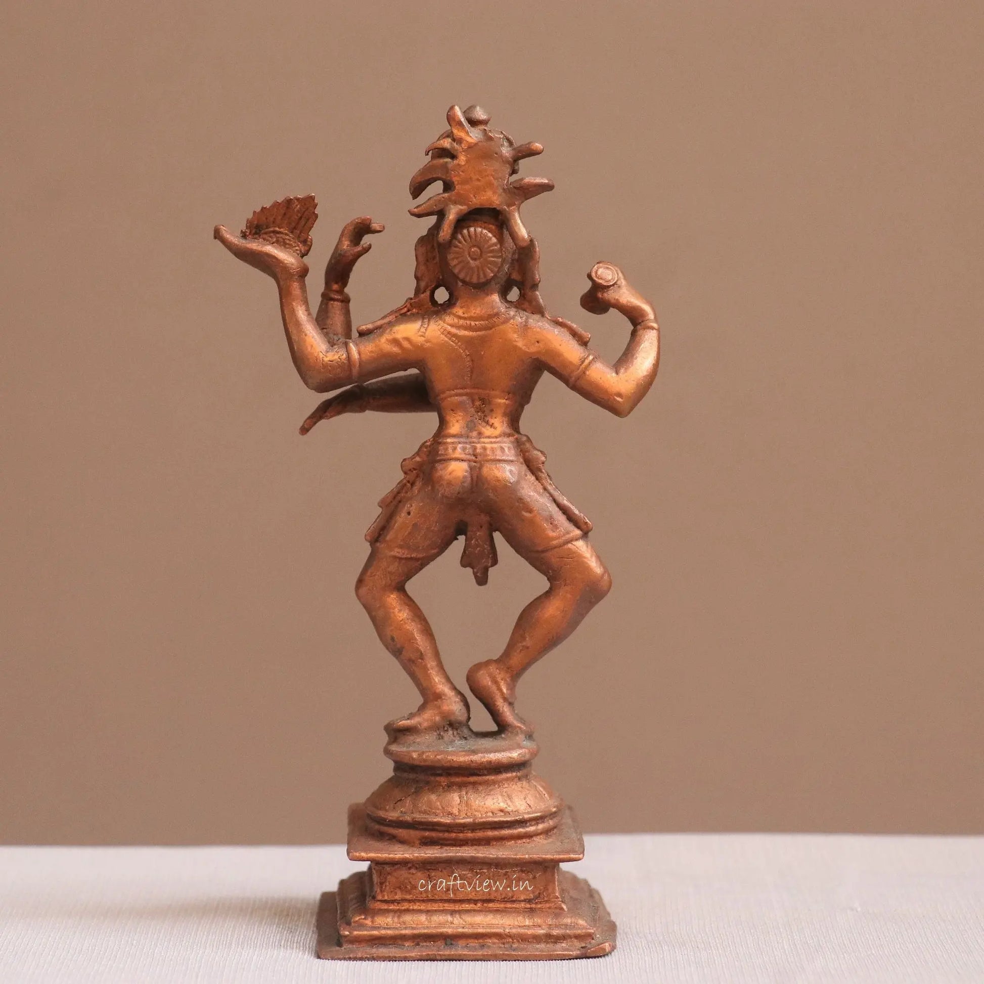 Pure Copper Natraj Lord Shiva Idol | Fine Craft | 15 CM Craftsview