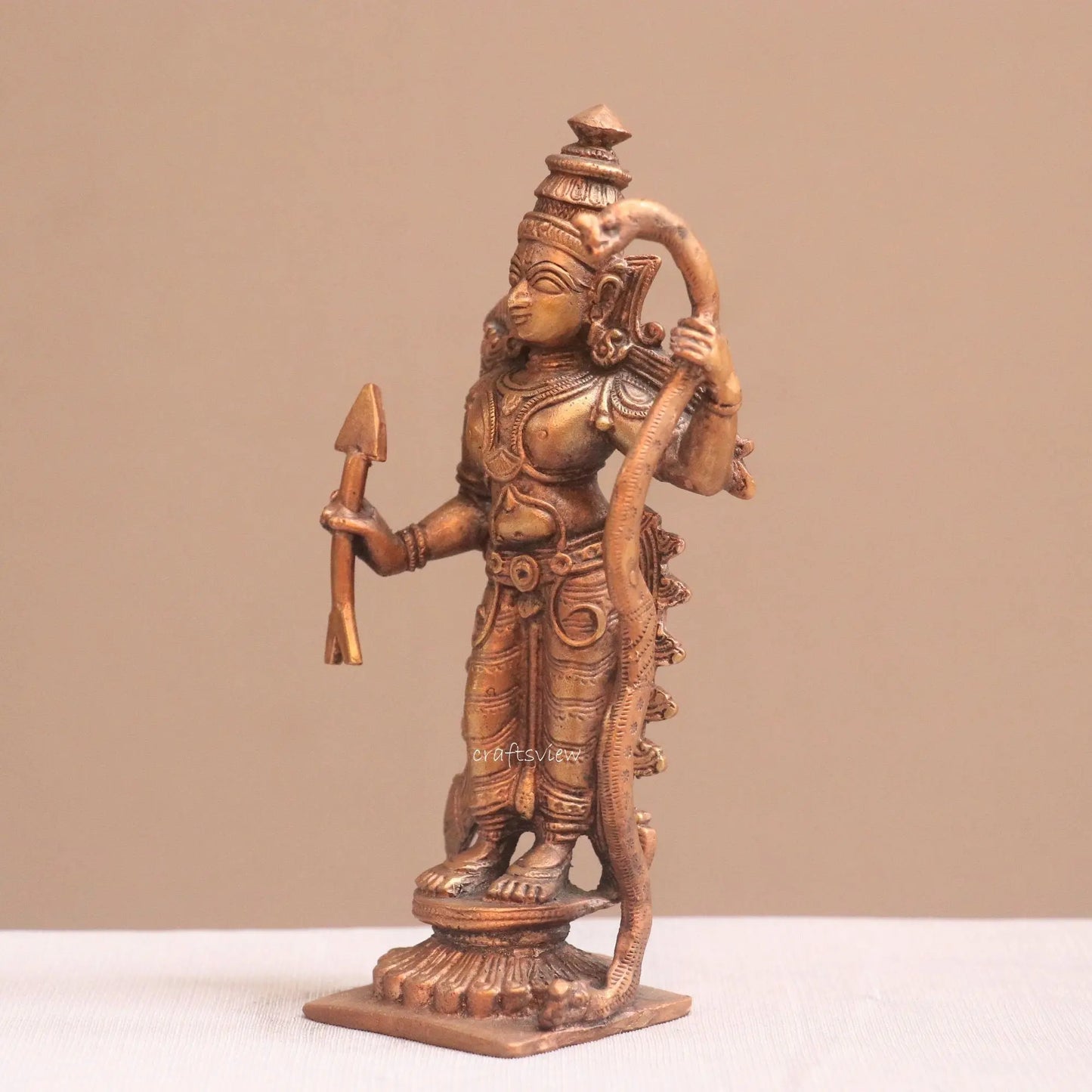 Pure Copper Lord Rama Idol | Fine Craft | 17 CM Craftsview