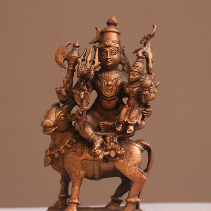 Pure Copper Shiva Gauri on Nandi Pradosh Idol | Fine Craft | 11 CM Craftsview