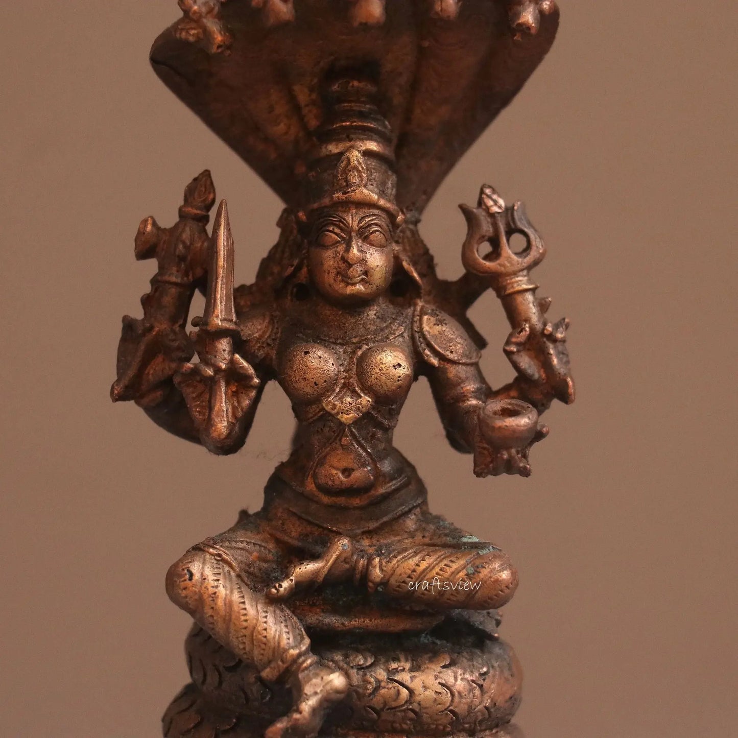 Pure Copper Durga Idol | Fine Craft | 13 CM Craftsview