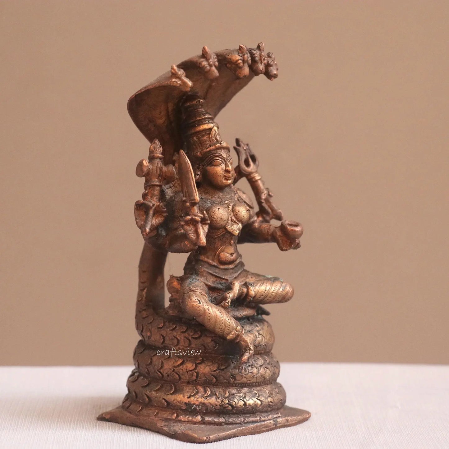 Pure Copper Durga Idol | Fine Craft | 13 CM Craftsview