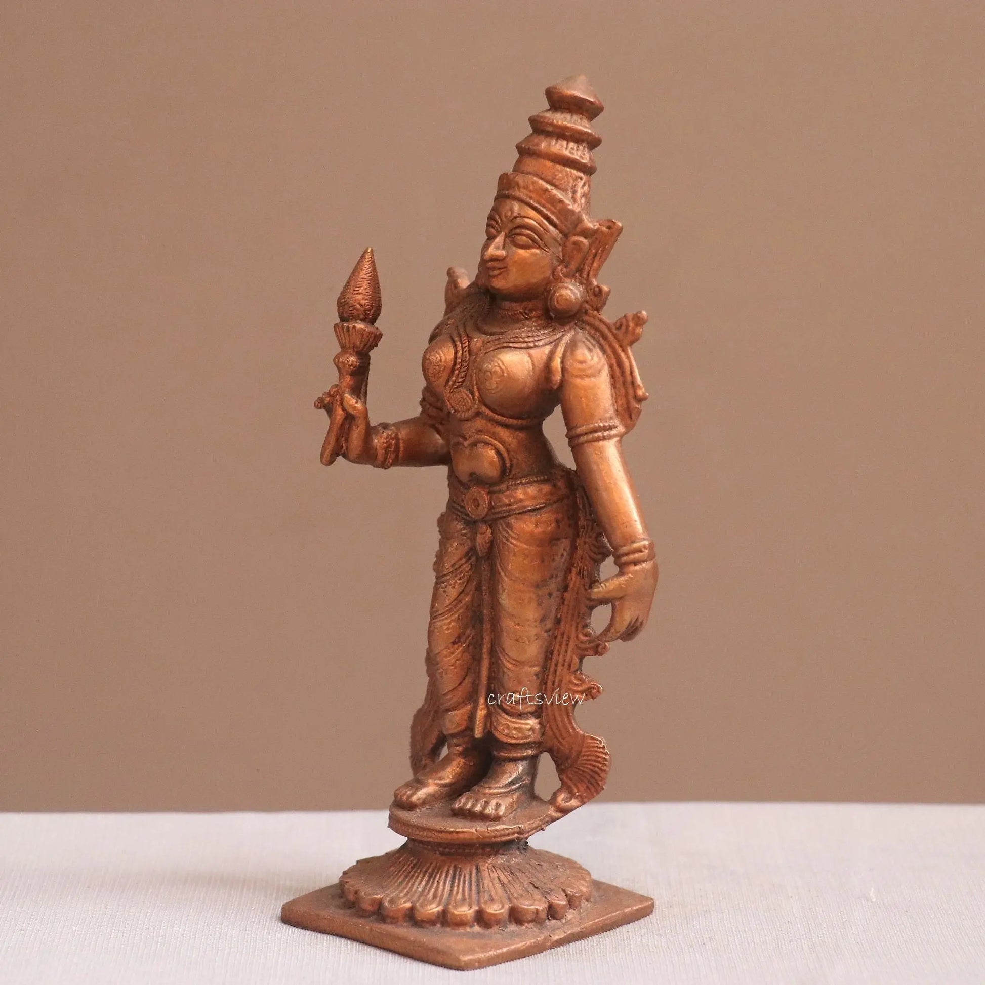 Pure Copper Parvati Idol | Fine Craft | 11 CM Craftsview