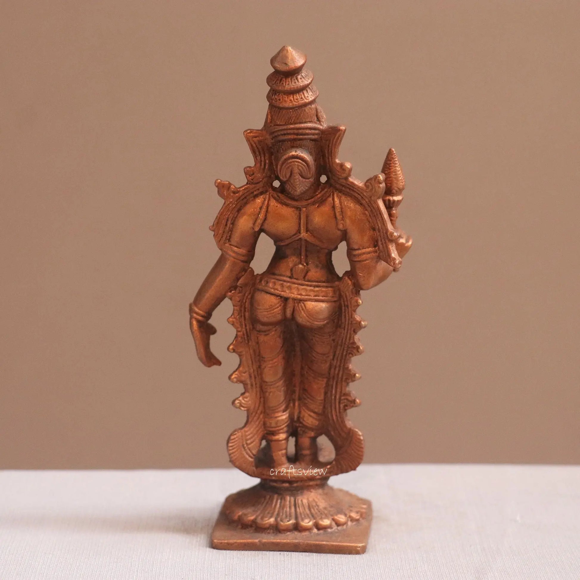 Pure Copper Parvati Idol | Fine Craft | 11 CM Craftsview