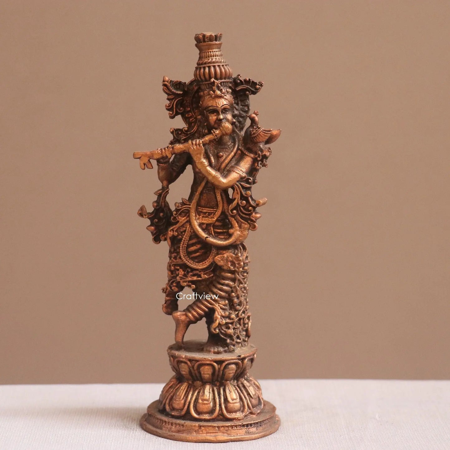 Pure Copper Radha Krishna Idol | Fine Craft | 16 CM Craftsview