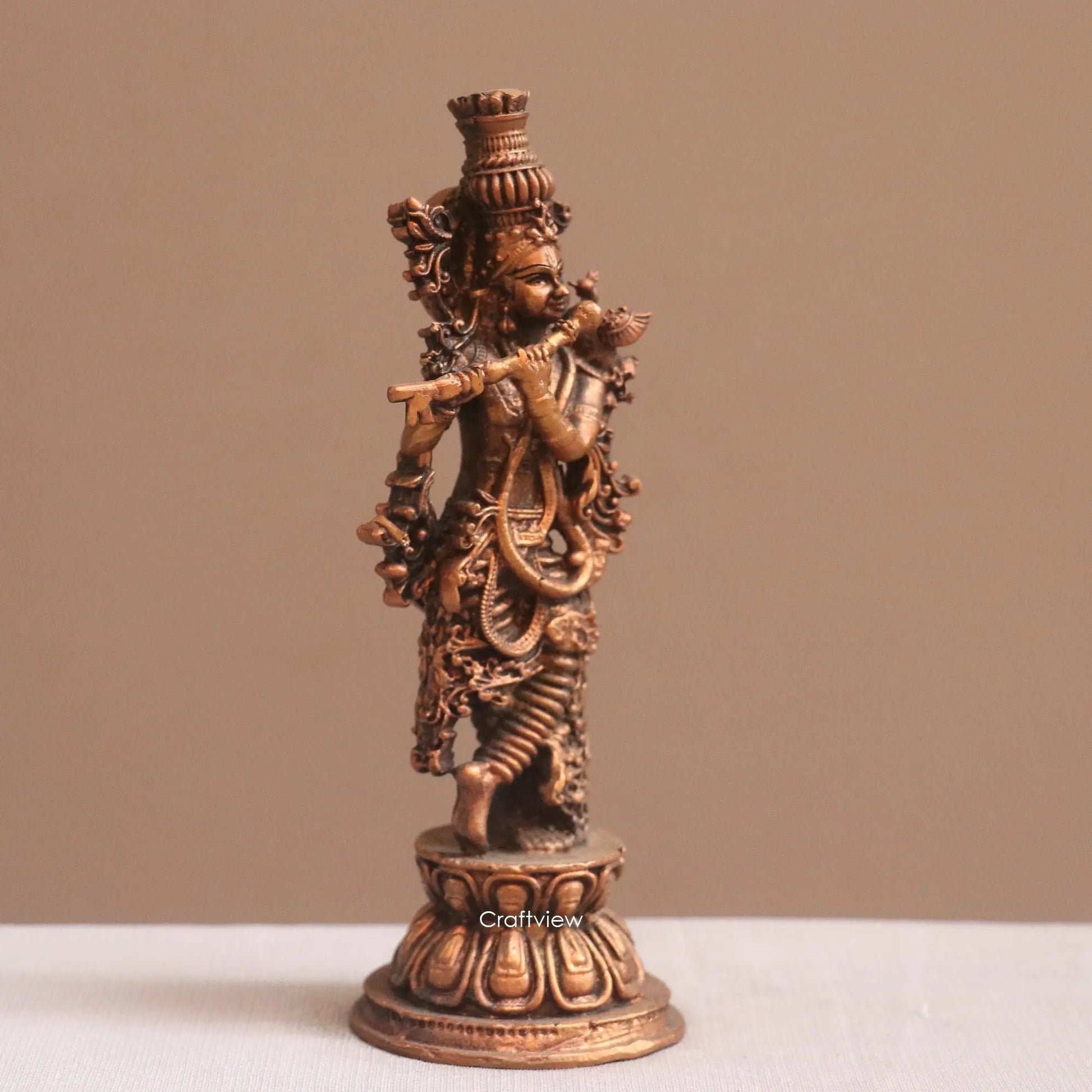 Pure Copper Radha Krishna Idol | Fine Craft | 16 CM Craftsview