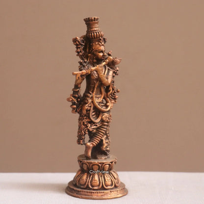 Pure Copper Radha Krishna Idol | Fine Craft | 16 CM Craftsview