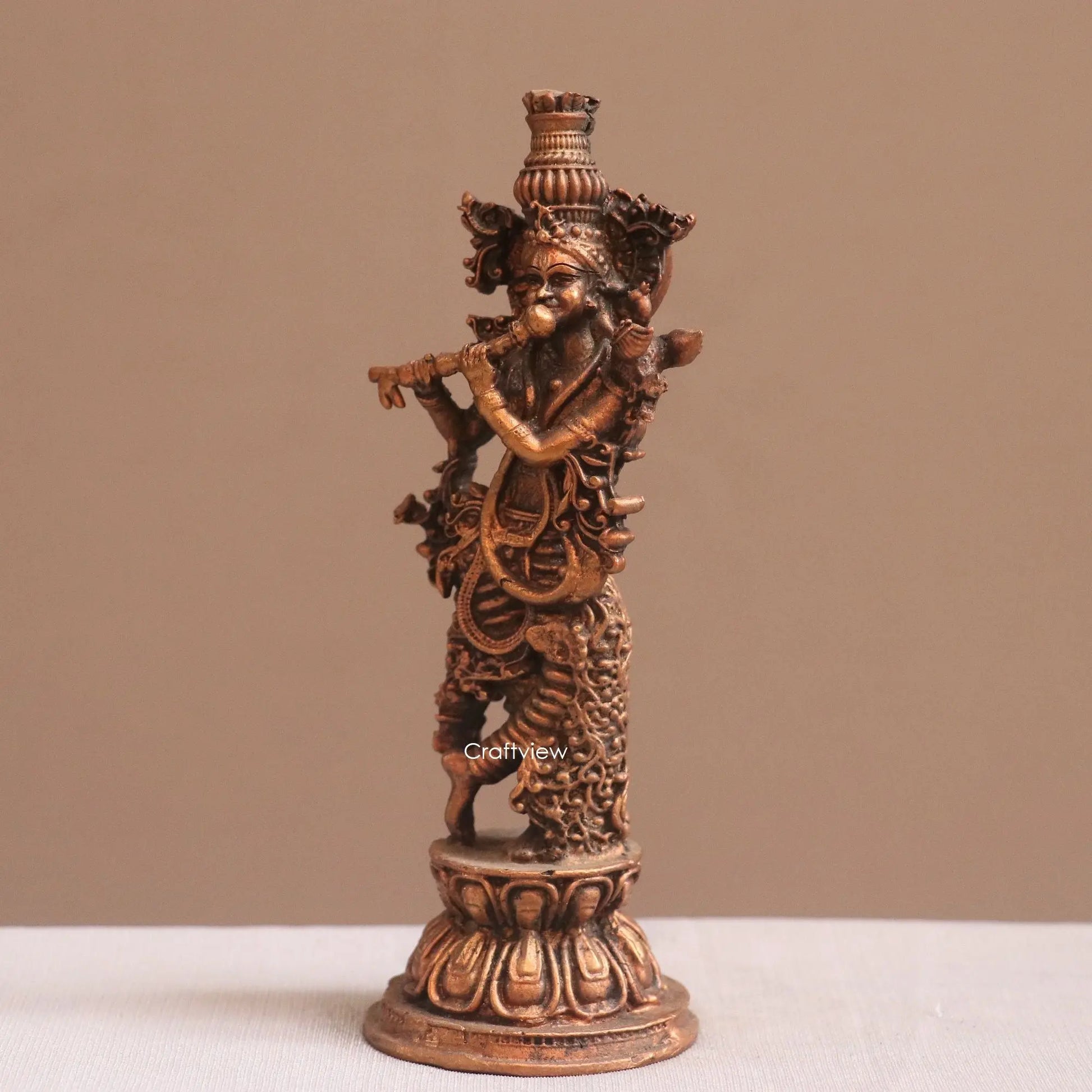 Pure Copper Radha Krishna Idol | Fine Craft | 16 CM Craftsview