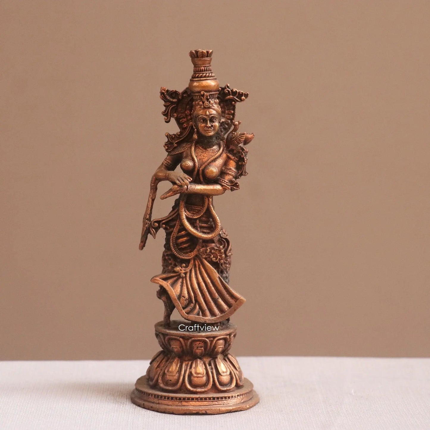 Pure Copper Radha Krishna Idol | Fine Craft | 16 CM Craftsview