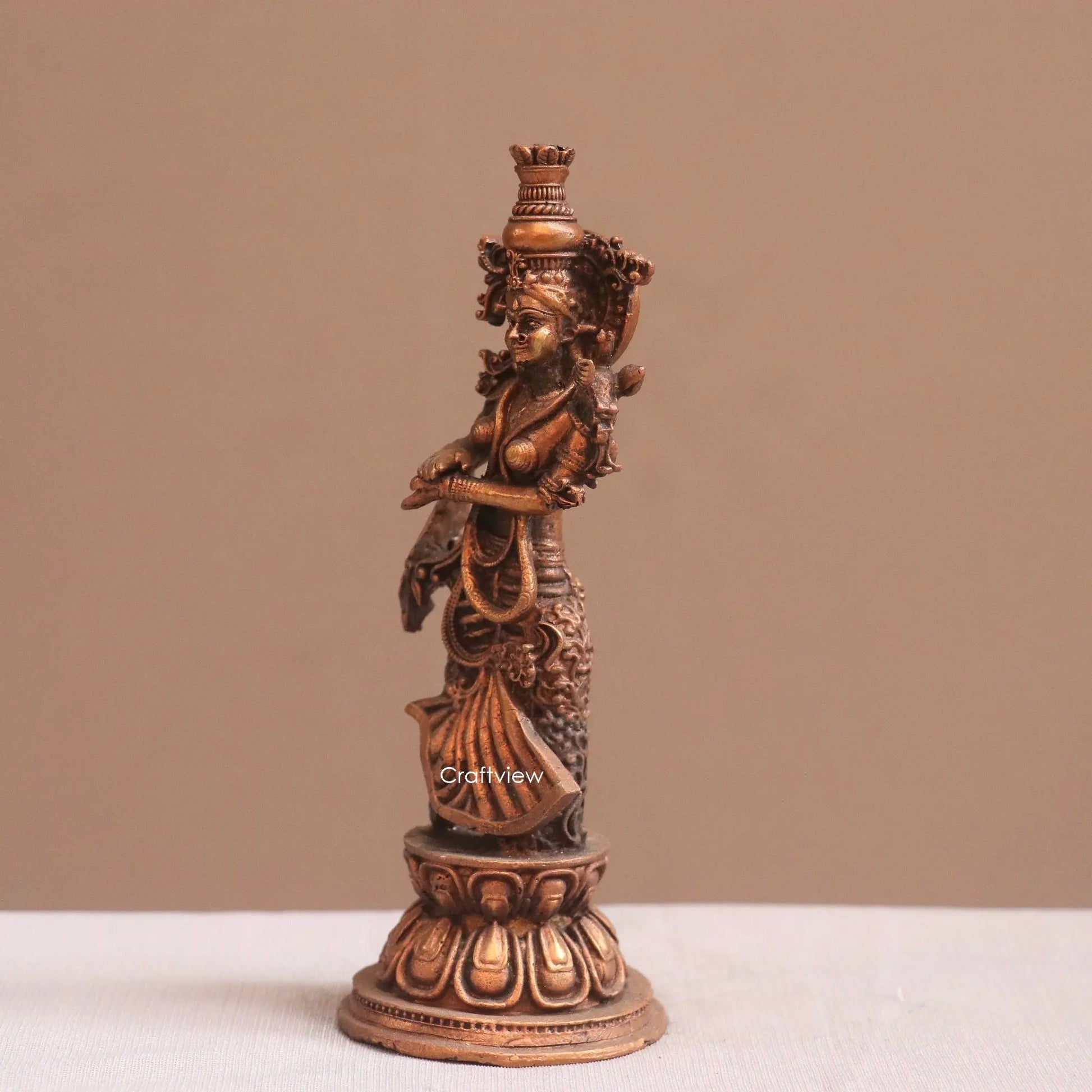 Pure Copper Radha Krishna Idol | Fine Craft | 16 CM Craftsview