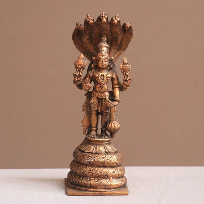 Pure Copper Standing Vishnu Idol | Fine Craft | 16 CM Craftsview