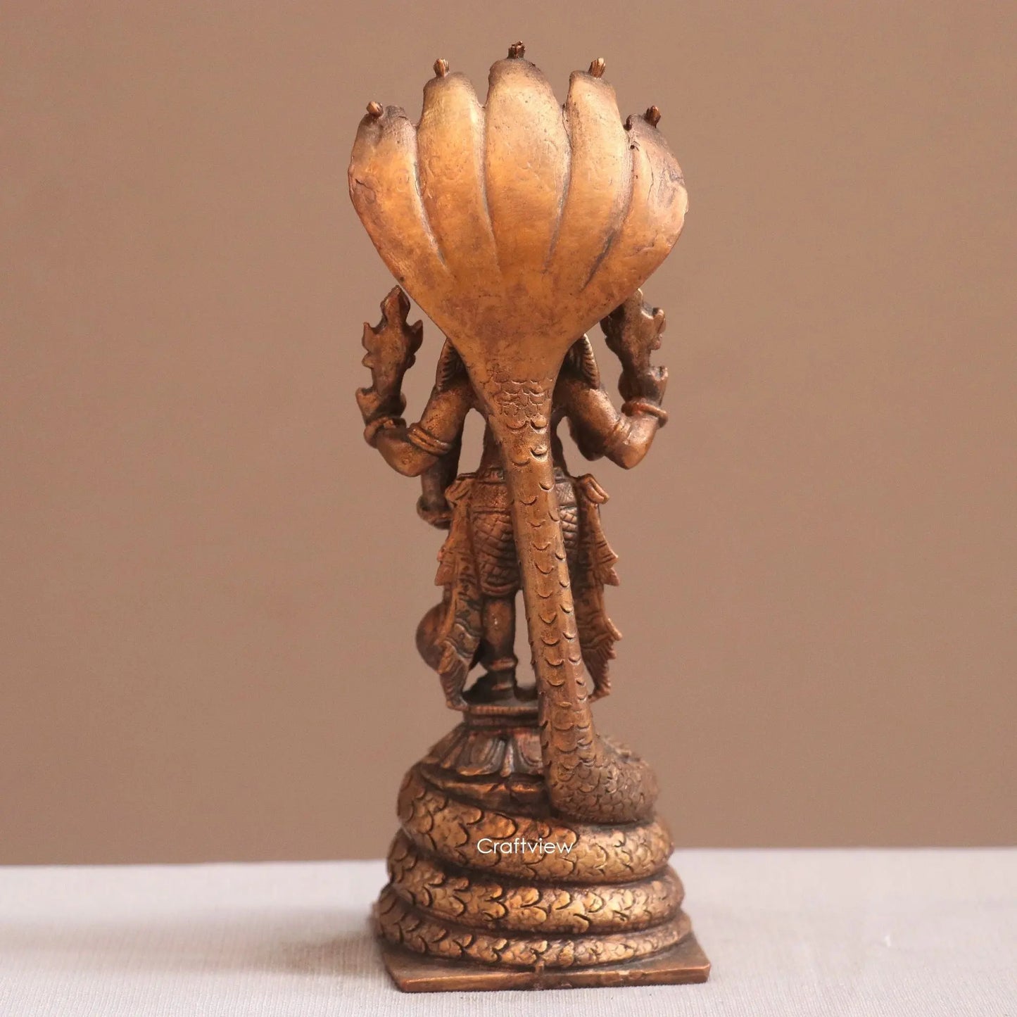 Pure Copper Standing Vishnu Idol | Fine Craft | 16 CM Craftsview