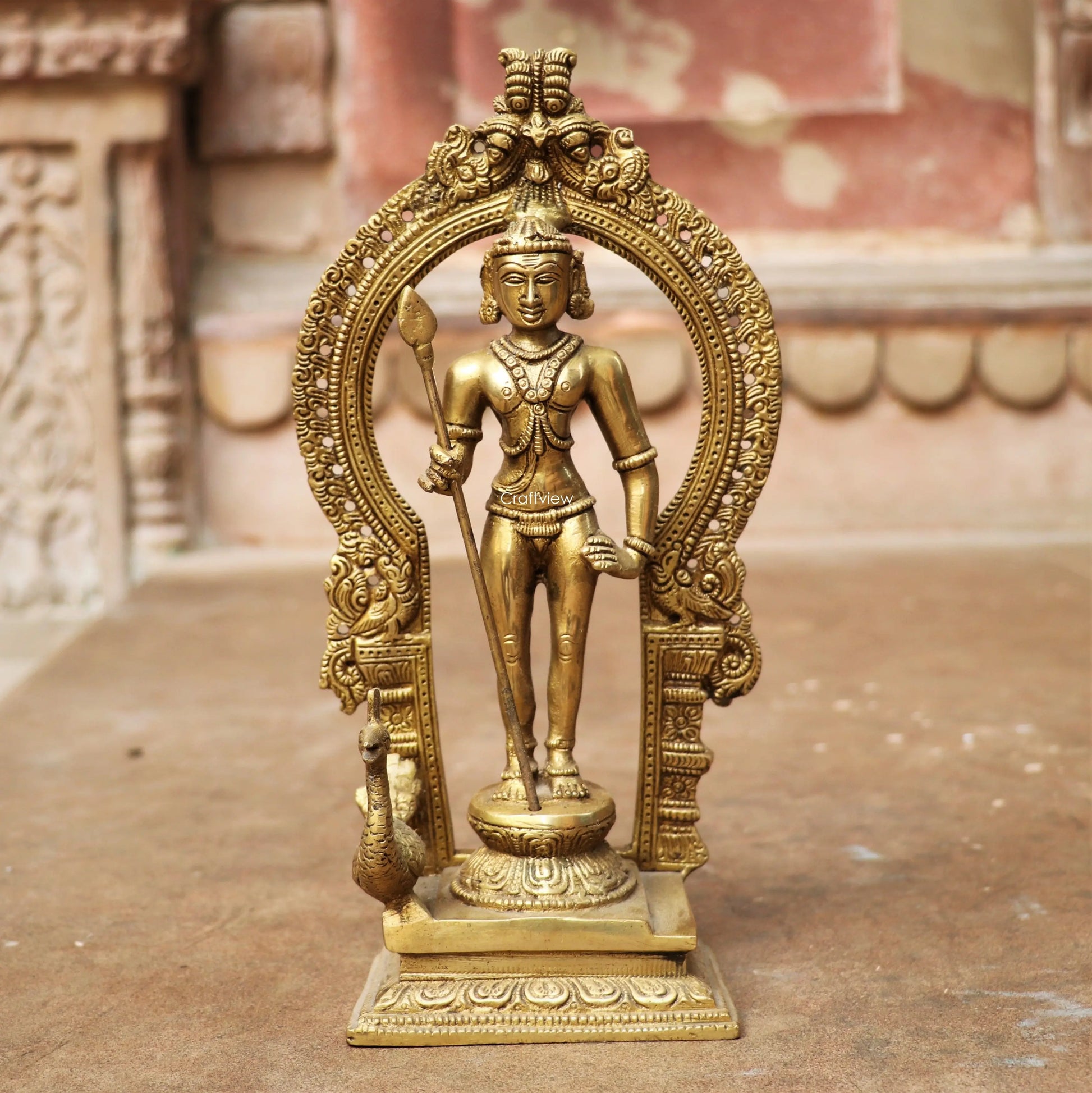 Brass Murgan Statue With Prabhavali craftsview