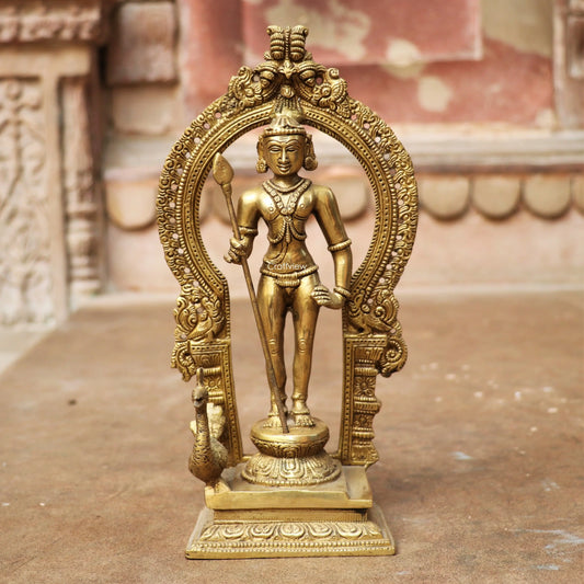 Brass Murgan Statue With Prabhavali craftsview