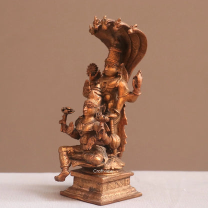 Pure Copper Standing Vishnu Lakshmi Idol | Fine Craft | 15 CM Craftsview