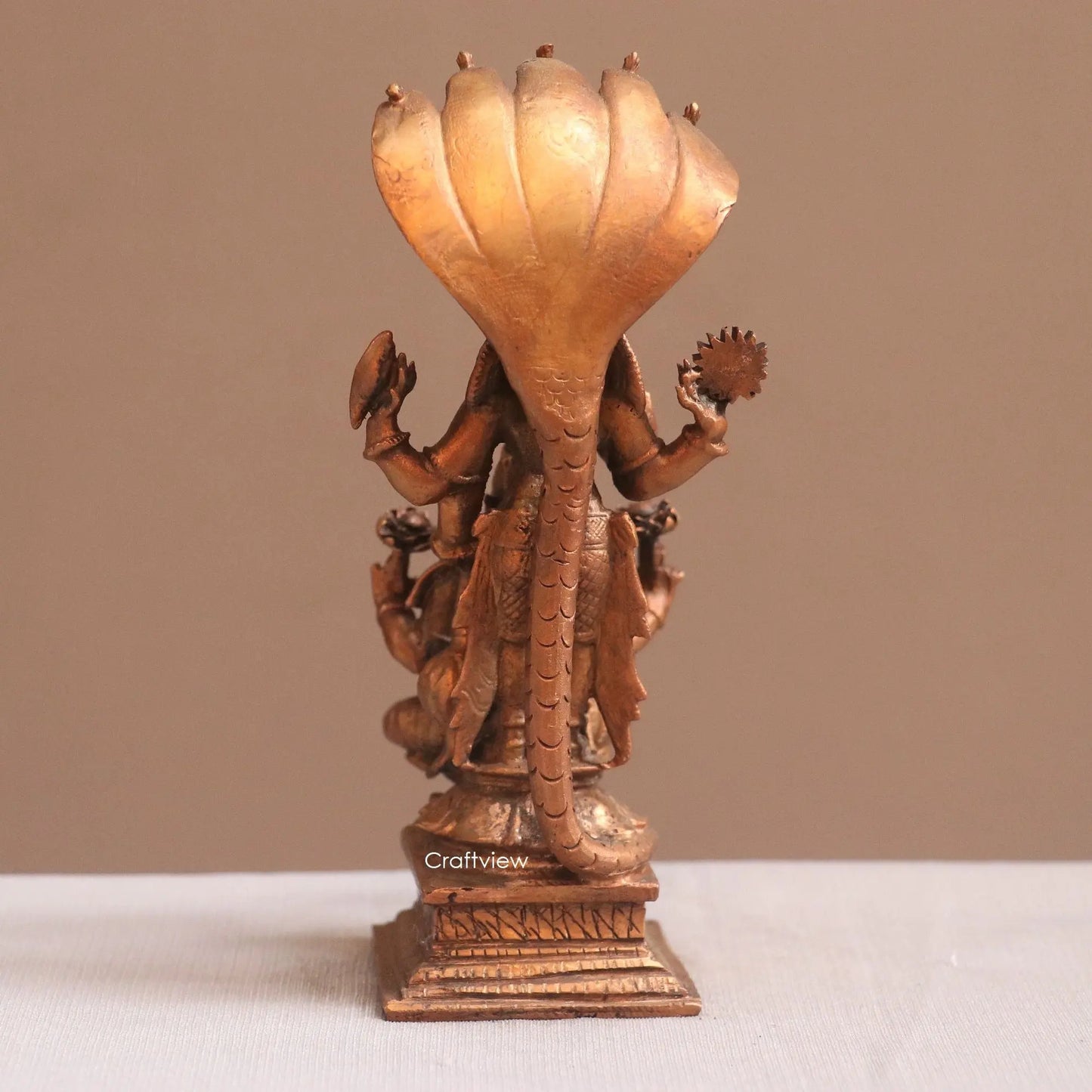 Pure Copper Standing Vishnu Lakshmi Idol | Fine Craft | 15 CM Craftsview