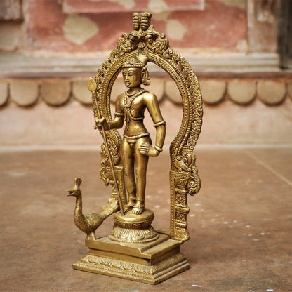 Brass Murgan Statue With Prabhavali craftsview