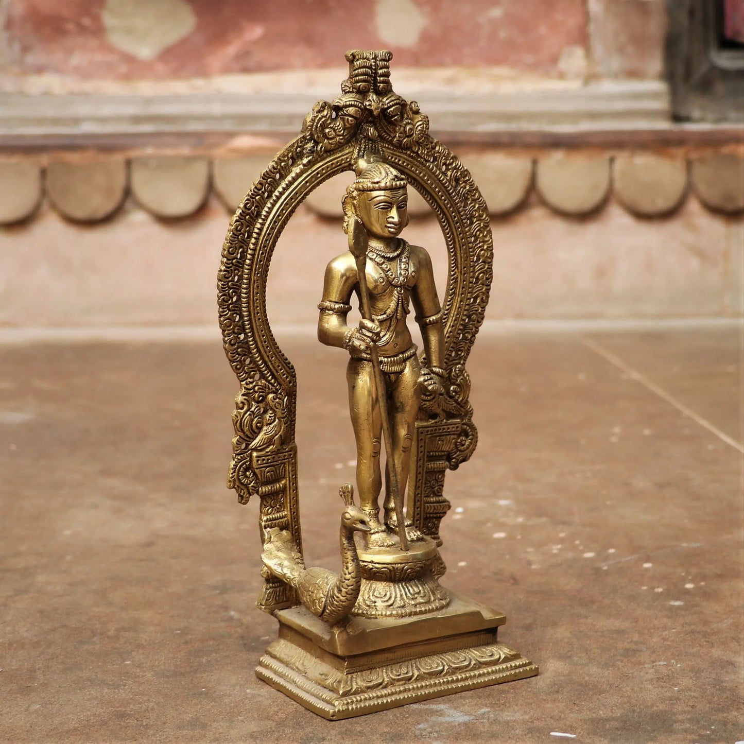 Brass Murgan Statue With Prabhavali craftsview